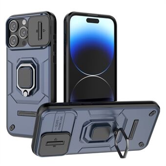 Stødsikker skal til iPhone 14 Pro Max, PC+TPU-telefoncover Skydeobjektivbeskyttelse Kickstand-bagcover