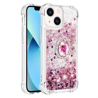YB Quicksand-serien-7 til iPhone 15 Glitter Glitrende Stødsikker Cover Ring Kickstand TPU-telefon Taske