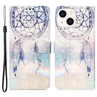 YB mønstret tryk læder serie-2 til iPhone 15 stand telefon cover 3D mønster trykt flip pungtaske