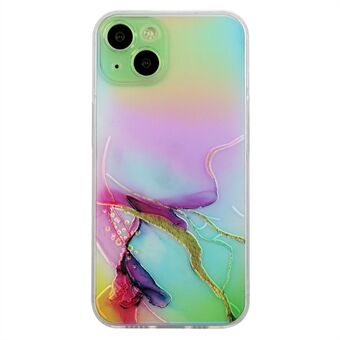 Marmor Mønsterprægning TPU-etui til iPhone 15 Farverig Laserstødsikker Telefoncover