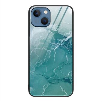Til iPhone 15 marmor mønster telefon etui, med hærdet glas, PC og TPU, anti-ridse cover.