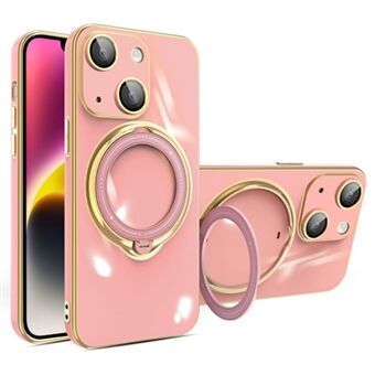 Til iPhone 15 Kickstand Phone Case blødt TPU Elektroplateret Cover med Linsebeskytter