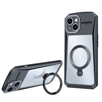 XUNDD For iPhone 15 Stødsikker Telefoncover Ring Kickstand PC+TPU Telefonetui Kompatibelt med MagSafe
