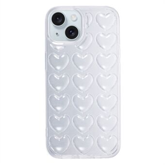 Til iPhone 15 Stødsikkert Mobiltelefon Beskyttelsescover 3D Kærlighedshjerte Blød TPU Bagside Etui
