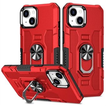 For iPhone 15 PC+TPU Telefonsag Antidrop Beskyttende Cover med Ring Kickstand