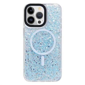 Til iPhone 15 Glitter TPU + Akryl Mobiltelefon Etui Kompatibel med MagSafe Stødsikker Bagside