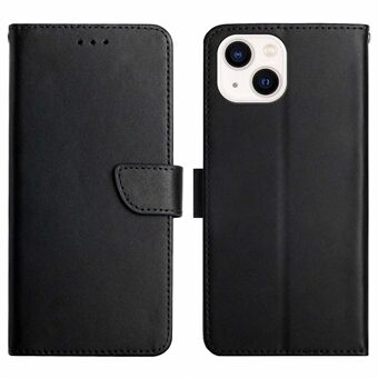 HT02 til iPhone 15 Plus Wallet Stand-etui Ægte ko-læder Nappa tekstur Telefoncover.