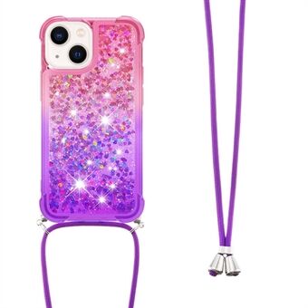 YB Quicksand-serie 6 til iPhone 15 Plus TPU Telefoncover Gradient Flydende Glitter Etui med snor