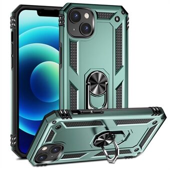 Til iPhone 15 Plus Kickstand Phone Case PC+TPU Cover med indbygget magnetisk holder metalplade