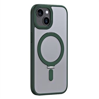 Kickstand Magnetic Case til iPhone 15 Plus, stødsikker TPU+Akryl-mat telefoncover