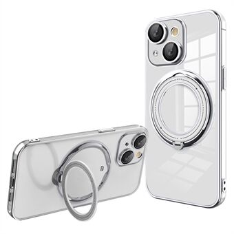 Magnetisk telefonetui til iPhone 15 Plus, Ring Kickstand PC+TPU Cover kompatibel med MagSafe.