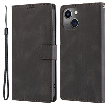 Til iPhone 15 Plus Slim-Fit Mobil Cover Magnetisk Stand Wallet PU Læder Telefon Etui med Strop
