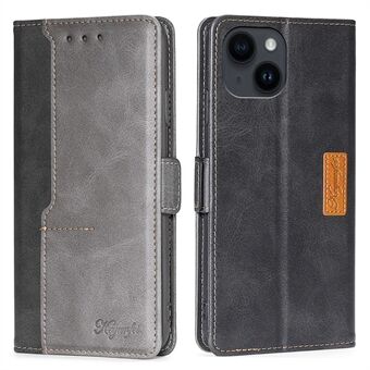 Til iPhone 15 Plus Wallet Phone Case Retro Læder Kontrastfarve Støtte Magnetisk Folio Cover