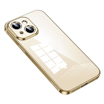 SULADA Til iPhone 15 Plus Stødresistent Elektroplering Lige Kant Gennemsigtigt Mobiltelefon Etui TPU Cover