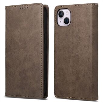 DF-05 Stand Cover til iPhone 15 Plus, PU-læder Smartphone-etui RFID-blokerende telefoncover tegnebog