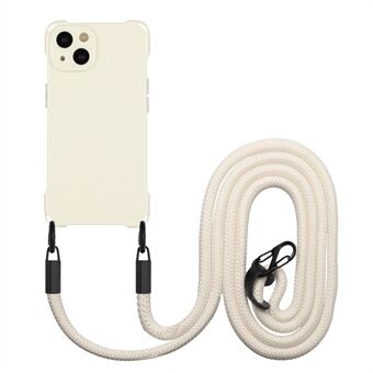 TPU Mobiltelefon-etui til iPhone 15 Plus med fire hjørner, beskyttelse mod tab og cover med hængende reb.