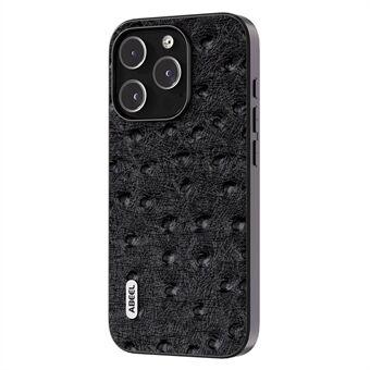 ABEEL Strudse Tekstur Telefon Taske til iPhone 15 Pro Ægte Ko-Læder Belagt PC+TPU Cover