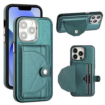 YB Læderbelægnings-serie-4 til iPhone 15 Pro Kickstand Kortholdere Telefontaske Læderbeklædt TPU-cover