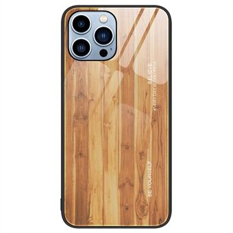 Til iPhone 15 Pro Træmønster Hærdet Glas + TPU Cover Ridsefast Telefoncover