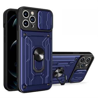 Til iPhone 15 Pro Kickstand Phone Case Card Holder Cover med Skydekamera beskyttelse