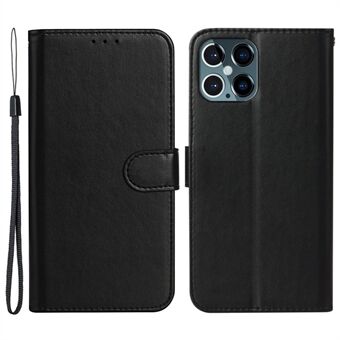 Til iPhone 15 Pro Solid Color PU Leather Wallet Cover Anti-scratch Flip Stand Phone Case