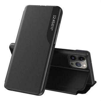 Flip Stand PU Leather Phone Case til iPhone 15 Pro med View Window for fuld beskyttelse af telefon