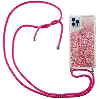 Til iPhone 15 Pro Gradient Liquid Sequins Case TPU Mobiltelefon Cover med Lang Strop