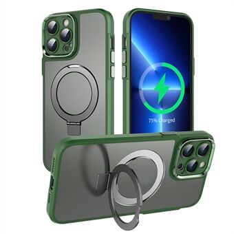 Matte beskyttende cover til iPhone 15 Pro med magnetisk ring-udlægger og PC+TPU telefoncover.