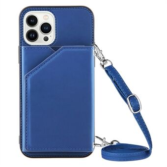 YB-1 Serie Kortholder Kickstand-etui til iPhone 15 Pro Max, PU læder telefonetui skuldertaske