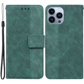 For iPhone 15 Pro Max Geometry Imprint PU Leather Phone Case Foldable Stand Wallet Cover i dansk: 

Til iPhone 15 Pro Max Geometrisk aftryk PU læder Telefon Etui Foldbar Stand Pengepung Cover.