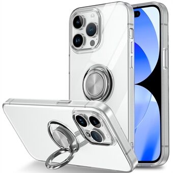 Til iPhone 15 Pro Max Soft TPU Transparent Cover Anti-Drop Mobiltelefon Beskyttende Etui med Stativ