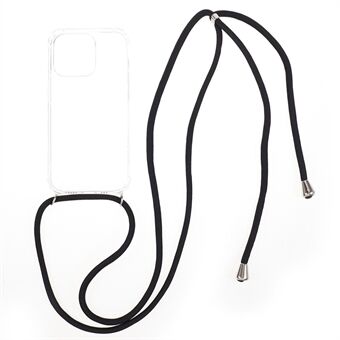 Til iPhone 15 Pro Max tyk firehjørnerne anti-drop cover klar TPU telefonbeskyttelse med halsrem