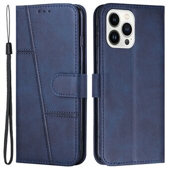 Til iPhone 15 Pro Max Wallet Phone Case PU Leather Stand Magnetic Flip Cover med Strop