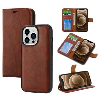 Crazy Horse teksturpung-telefontaske til iPhone 15 Pro Max Aftagelig 2-i-1 magnetisk absorption PU-telefoncover