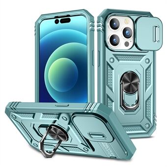 Til iPhone 15 Pro Max Kickstand Case Card Holder PC+TPU Telefon Cover med Skydebordskamera Beskyttelse