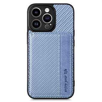 Til iPhone 15 Pro Max Magnetisk Wallet Kickstand Telefon Etui Carbon Fiber Tekstur Bagside+Cover