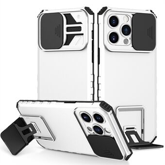 Til iPhone 15 Pro Max Slide-kamera-låg PC+TPU Telefon-etui Anti-drop Kickstand Bagsideovertræk