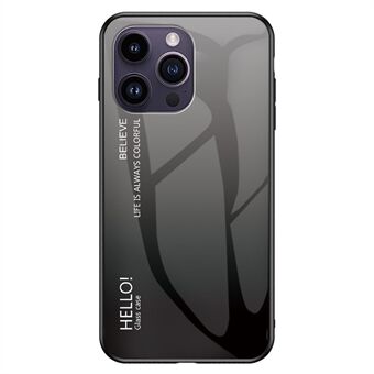 Til iPhone 15 Pro Max Gradient Hærdet Glas Etui PC+TPU Anti-Tab Telefon Cover