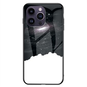 Hærdet glas telefonsag til iPhone 15 Pro Max, stjernehimmelmønster PC+TPU bagside-cover.