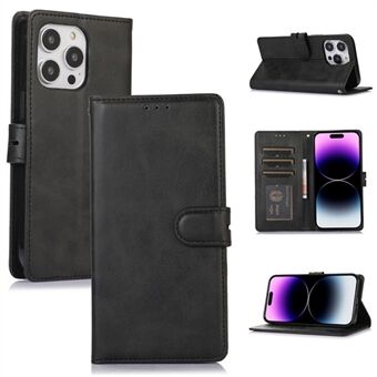 Til iPhone 15 Pro Max Stand Wallet Calf Texture Phone Case Fuldbeskyttende PU Læder Telefoncover