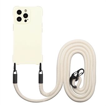 Til iPhone 15 Pro Max TPU-telefoncover med stødabsorberende kantbeskyttelse og hængende snor.