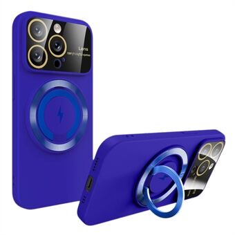 PC+TPU Skærmstativ-etaske til iPhone 15 Pro Max Glaslinsefilm Telefon-cover Kompatibel med MagSafe