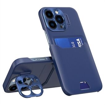 Til iPhone 15 Pro Max Linse Ramme Støtteben Smartphone Etui Kortholder PU Læder+PC Cover