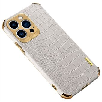 Til iPhone 15 Pro Max 6D elektroplateret læderbelagt TPU Cover Krokodille tekstur mobiltelefon taske.
