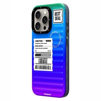YOUNGKIT TPU + Aluminiumlegeringsetui til iPhone 15 Pro Max Kuffertstil Graduel Farvebølge Mønster Mat Telefoncover
