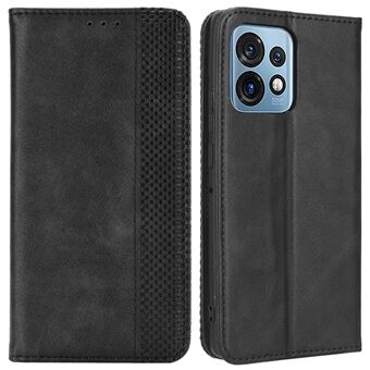 Stødsikkert telefoncover til Motorola Moto X40 5G / Edge 40 Pro 5G / Edge+ (2023) med magnetisk automatisk lukning, præget mønster, retro tekstur, PU læder flip wallet stand phone case.