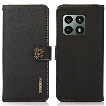 KHAZNEH RFID-blokerende ægte læder flip-cover Foldbart Stand Telefonbeskytter pungetui til OnePlus 10 Pro 5G