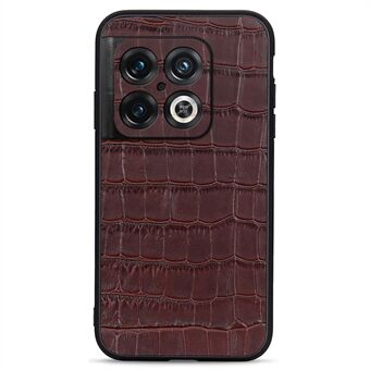 Til OnePlus 10 Pro Anti-ridse mobiltelefon etui Crocodile Texture Ægte læder coated hybrid cover