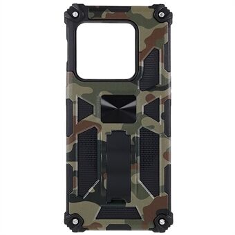 Til OnePlus 10 Pro Camouflage Design Military Grade Protective Cover Hard PC TPU Enhanced Side Phone Case med Kickstand
