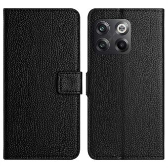 Til OnePlus 10T 5G / ACE Pro 5G Litchi Texture PU læder telefontaske Stand Anti-rids tegnebogscover Beskyttende telefonskal - sort